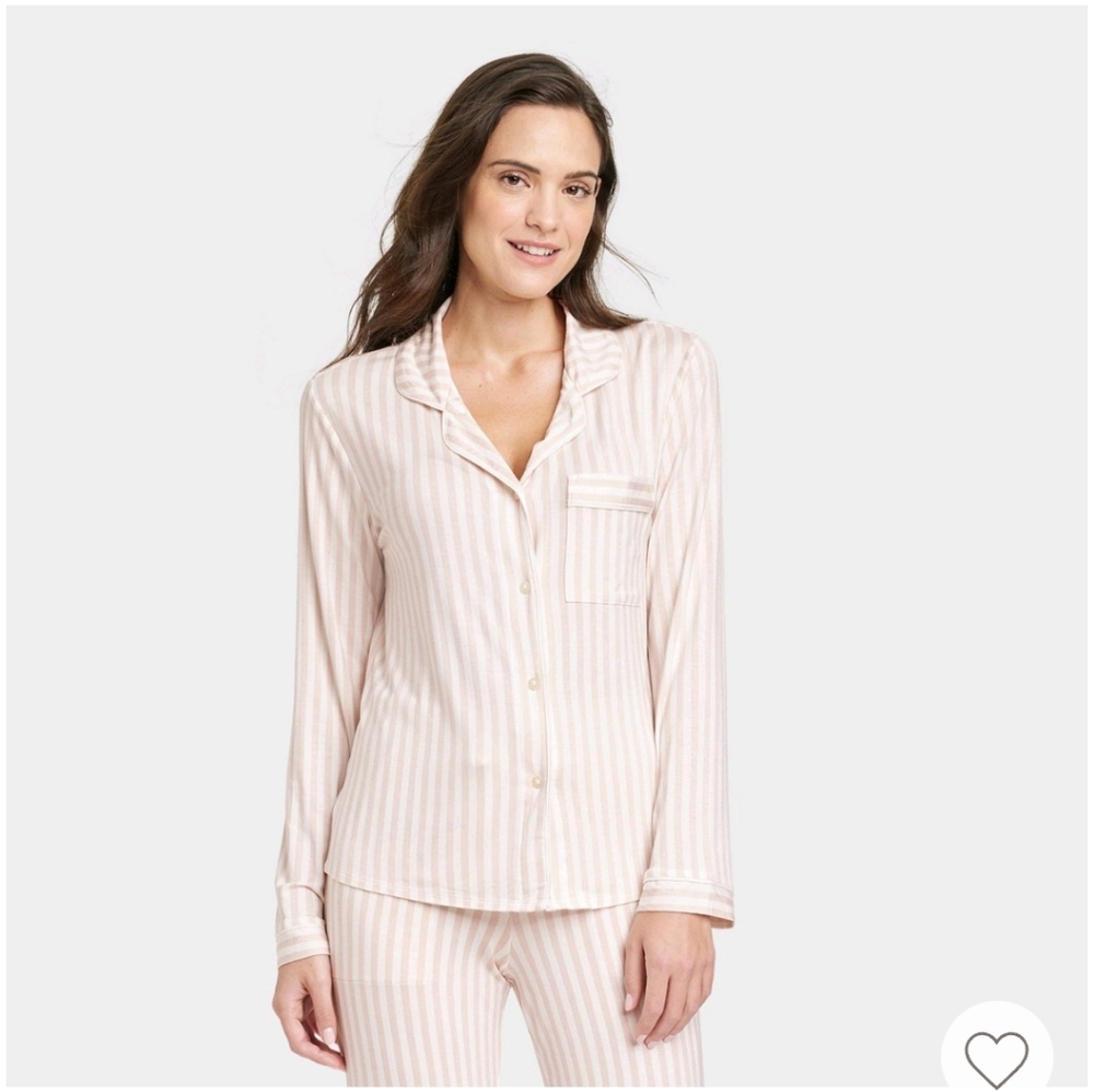 NWT Women's Long Sleeve Top and Pants Pajama Set, Stars Above Light Pink XL